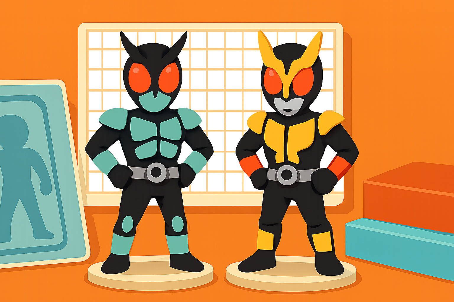 別々だった2体が1セットに——仮面ライダー「地獄兄弟」20周年版、専用背景シートまで付いた中身